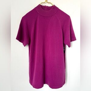 NEW Vintage Rochelle California Pink Purple Soft Short Sleeve Sweater Size Small
